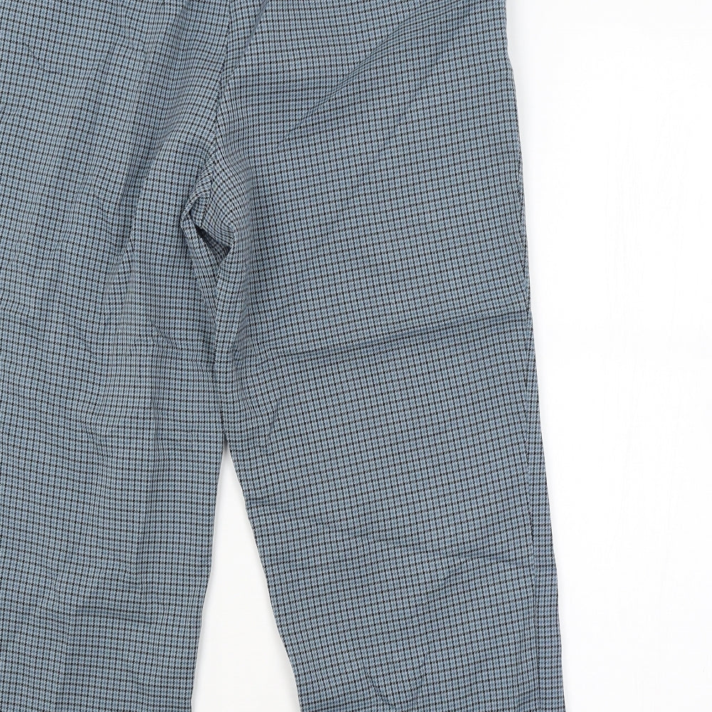 M&S Womens Blue Check  Trousers  Size 12 L22 in