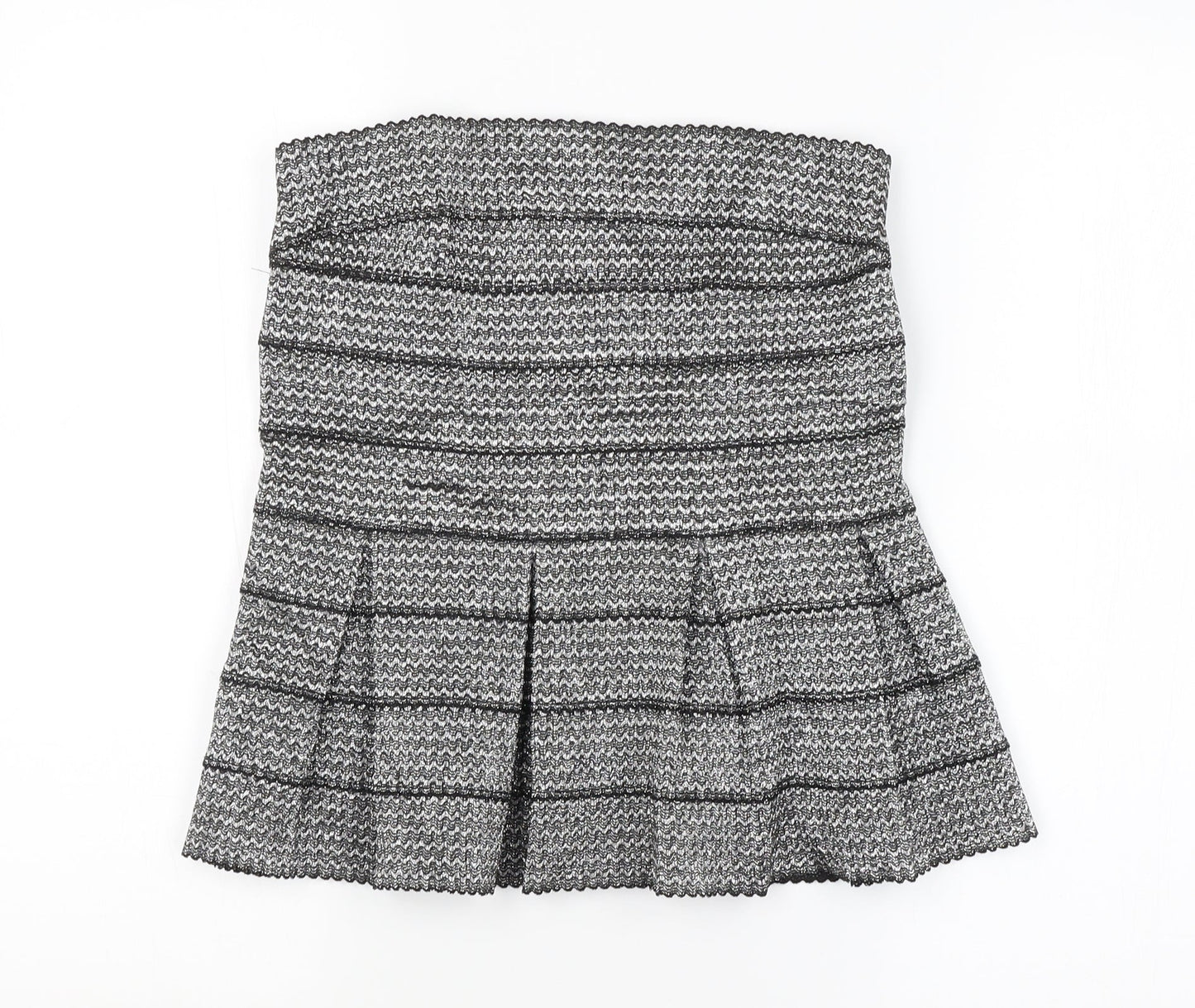 Preworn Womens Silver Argyle/Diamond  A-Line Skirt Size M