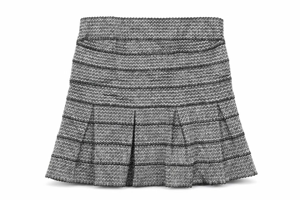 Preworn Womens Silver Argyle/Diamond  A-Line Skirt Size M