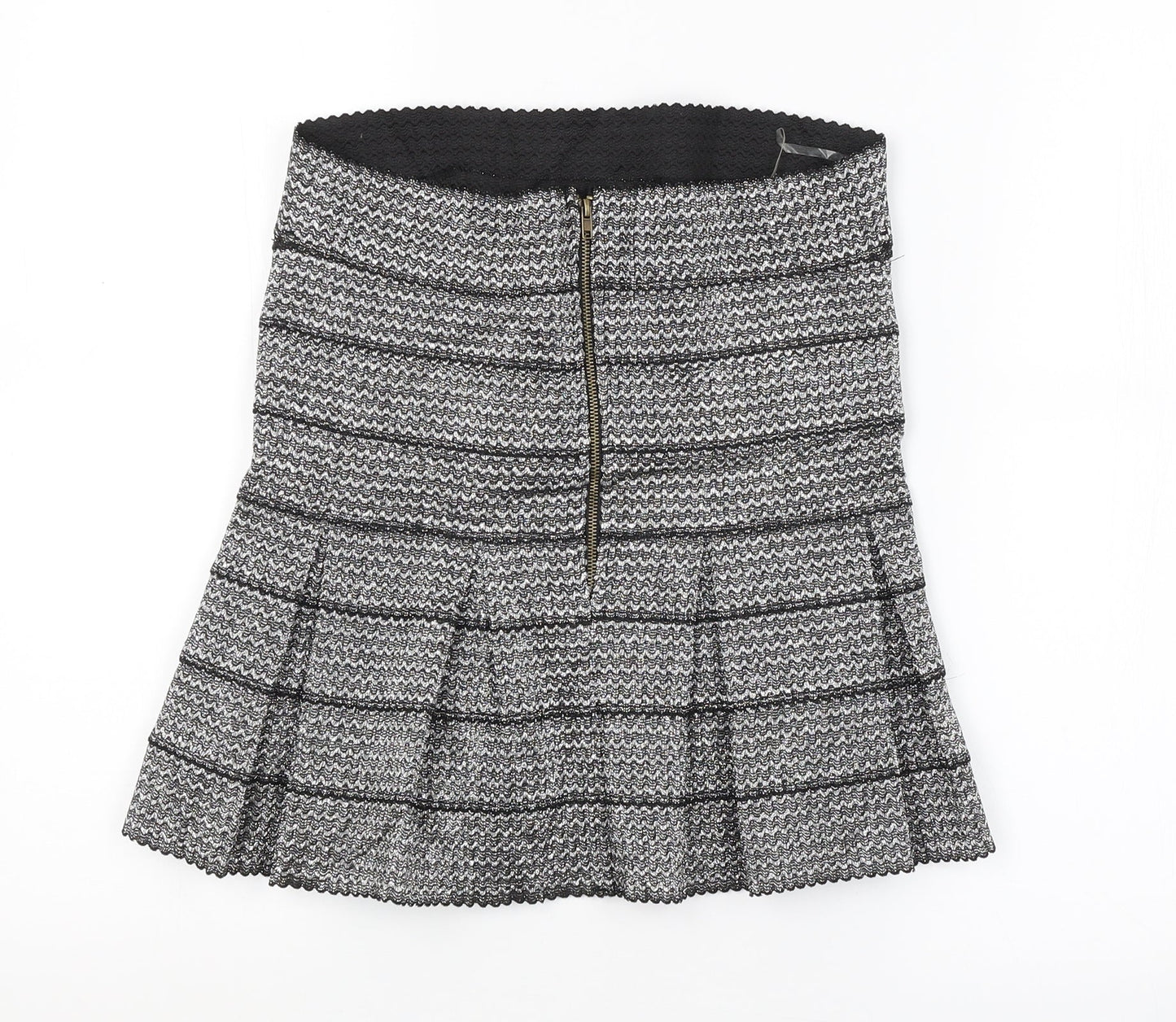 Preworn Womens Silver Argyle/Diamond  A-Line Skirt Size M