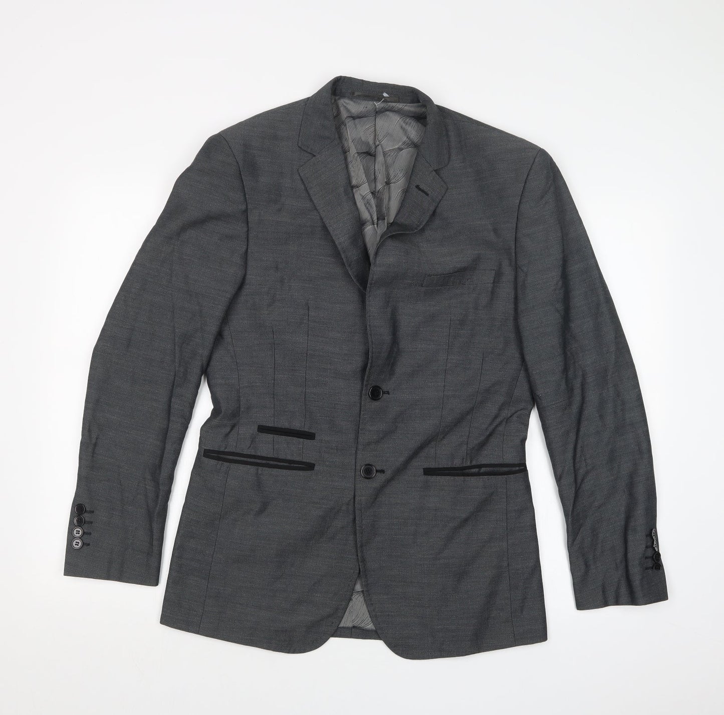 VOEUT Mens Grey   Jacket Suit Jacket Size 36