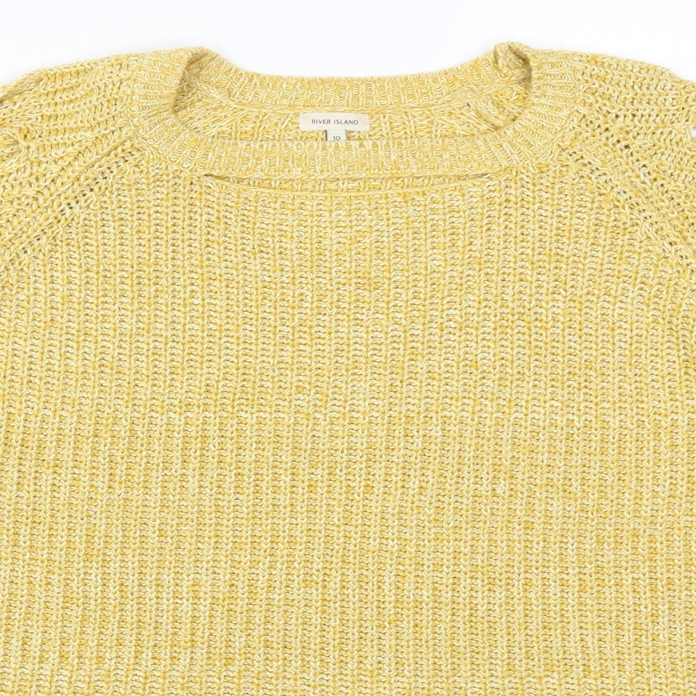 River Island Womens Yellow  Knit Pullover Jumper Size 10