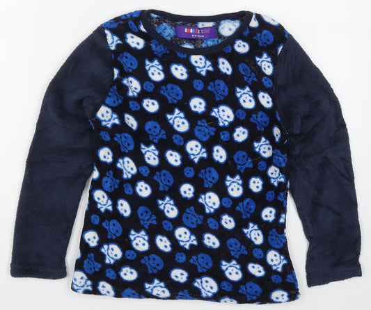Snooze Time Boys Blue Solid   Pyjama Top Size 9-10 Years  - Skulls
