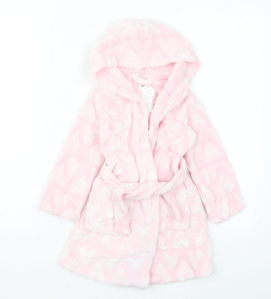 Peacocks Girls Pink Solid  Kimono Robe Size 2-3 Years  - Love Hearts