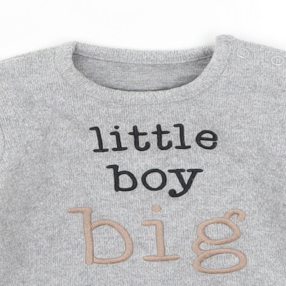 George Boys Grey   Basic T-Shirt Size 9-12 Months  - Little Boy Big Dreams