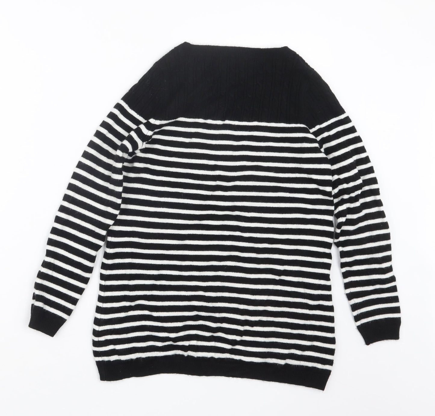 M&Co Womens Black Striped  Pullover Jumper Size 8