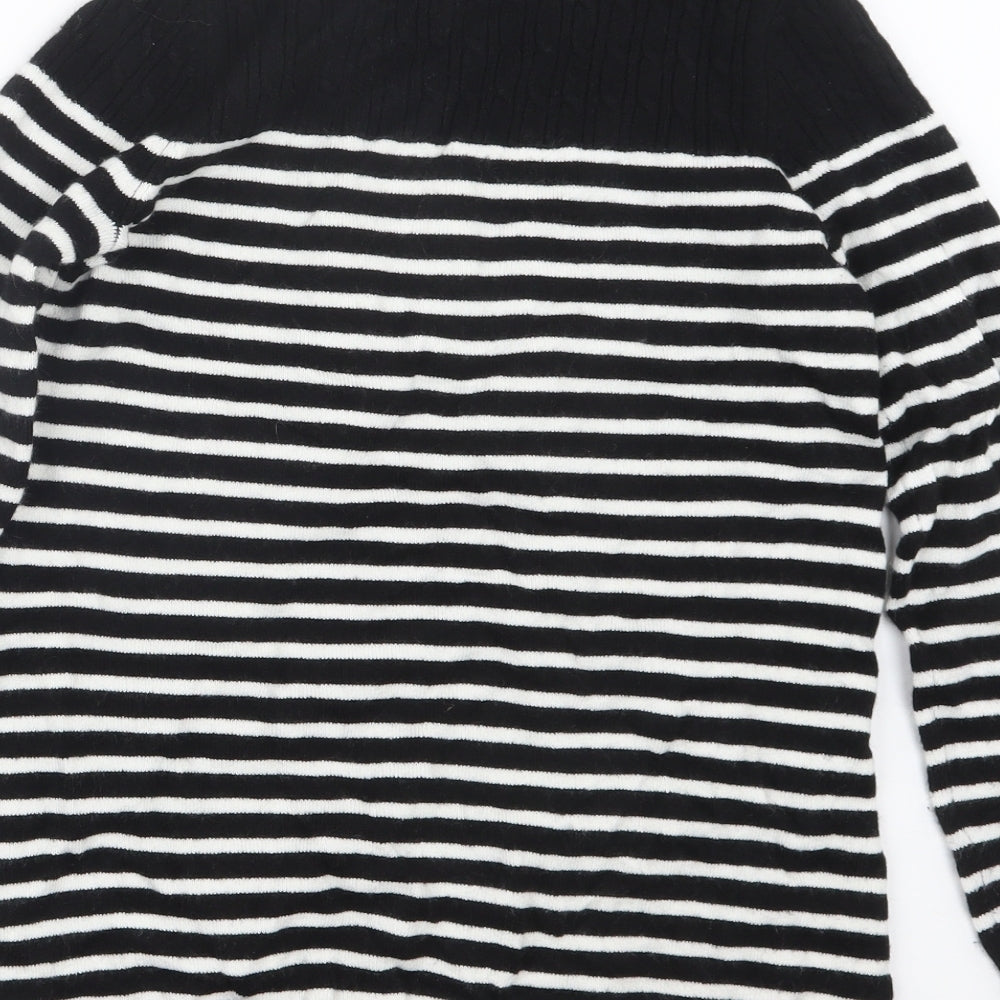 M&Co Womens Black Striped  Pullover Jumper Size 8