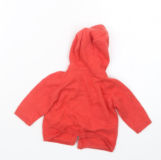 Marks and Spencer Girls Red  Knit Cardigan Jumper Size 0-3 Months