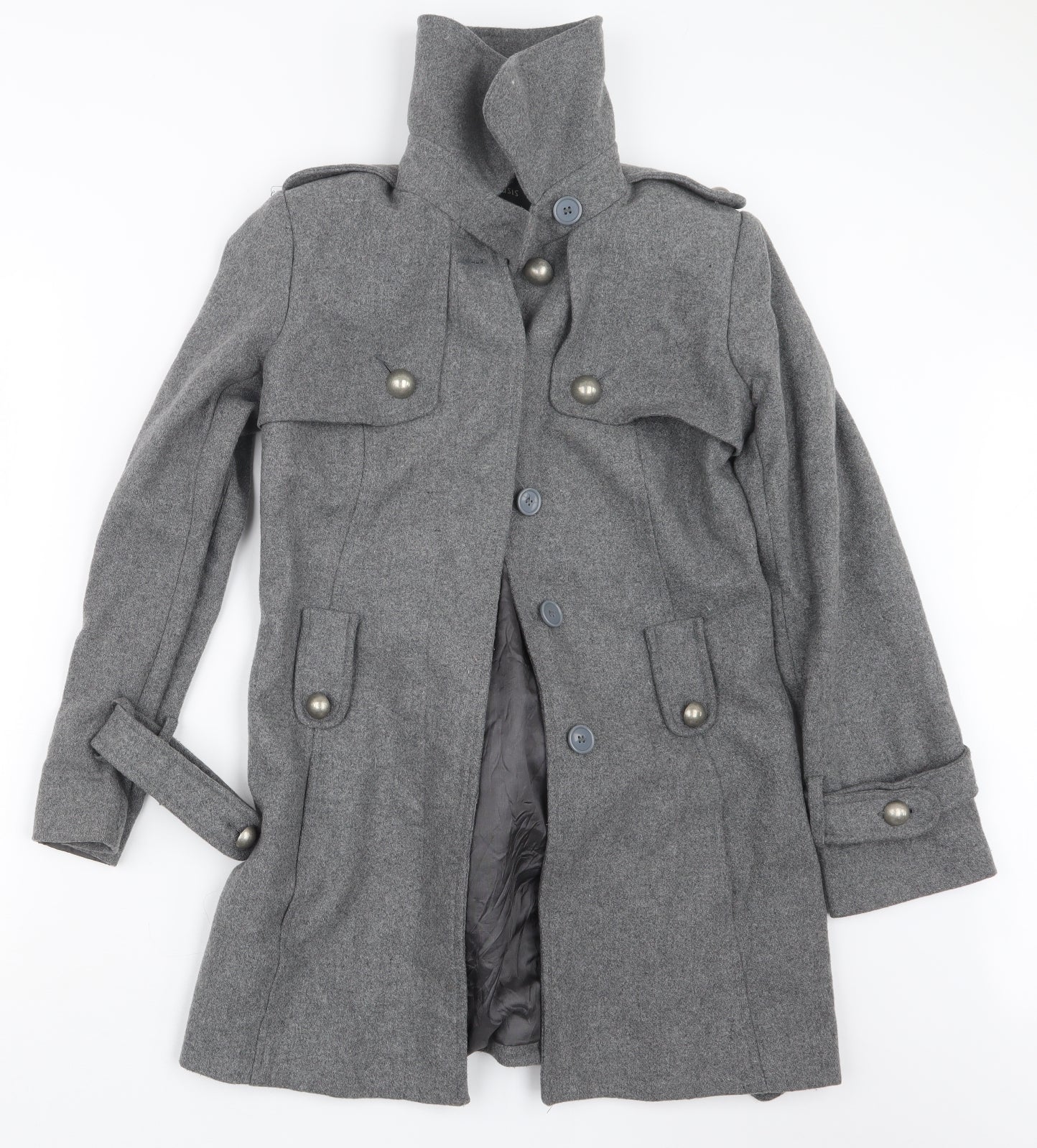 Oasis Womens Grey   Pea Coat Coat Size 8