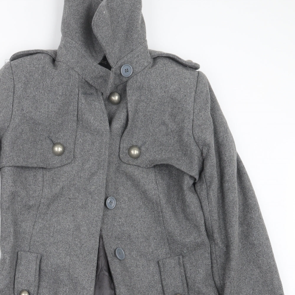 Oasis Womens Grey   Pea Coat Coat Size 8
