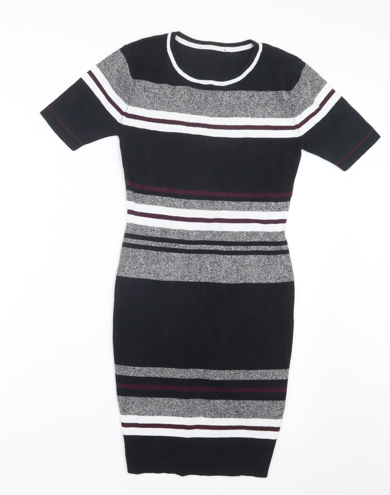 New Look Womens Black Striped  Pullover Jumper Size 8  - Long