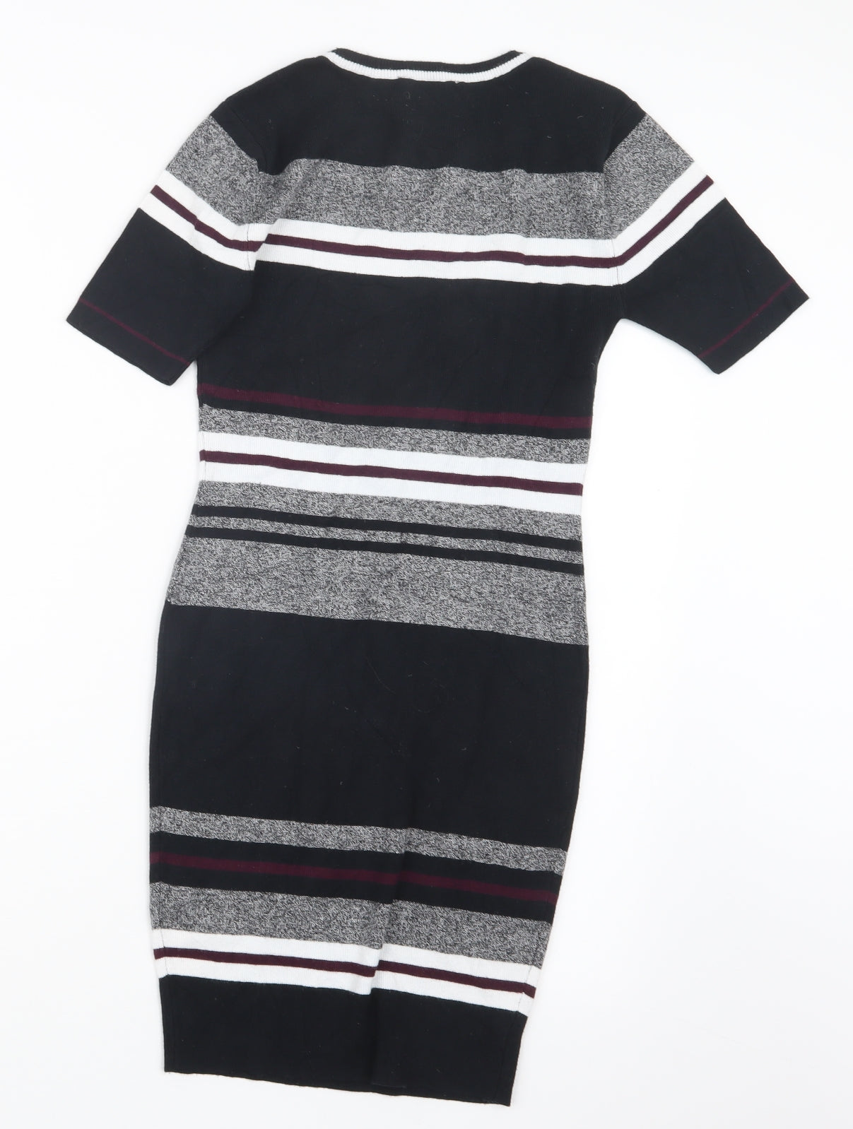 New Look Womens Black Striped  Pullover Jumper Size 8  - Long