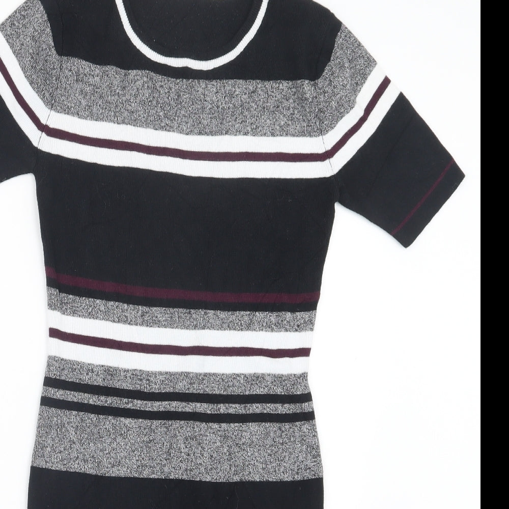 New Look Womens Black Striped  Pullover Jumper Size 8  - Long