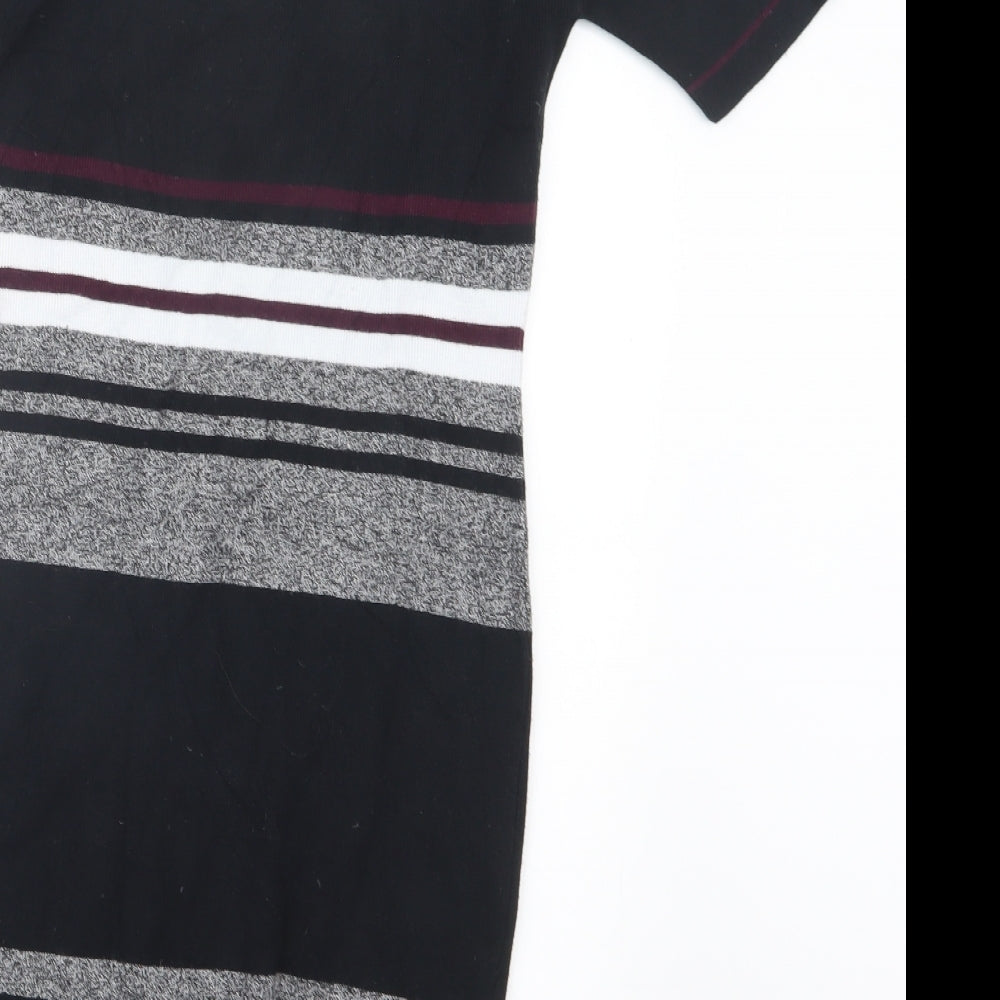 New Look Womens Black Striped  Pullover Jumper Size 8  - Long