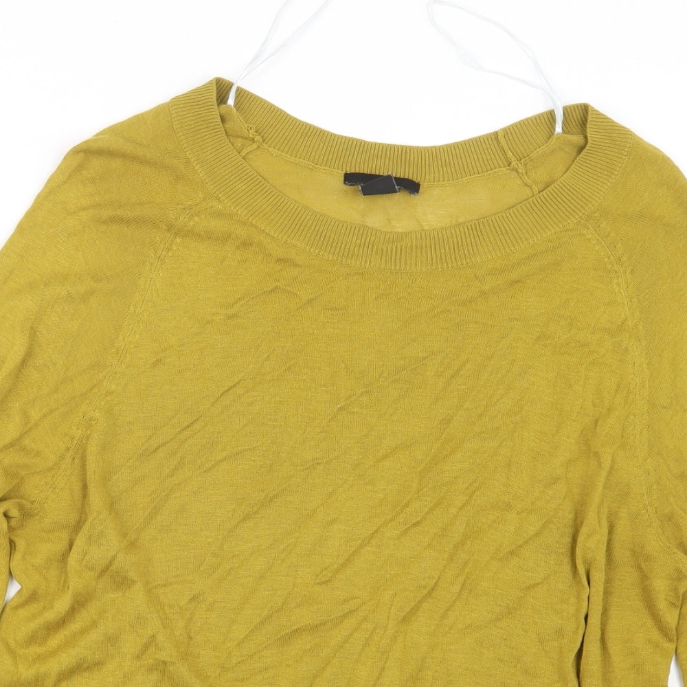 H&M Womens Yellow  Knit Pullover Jumper Size S
