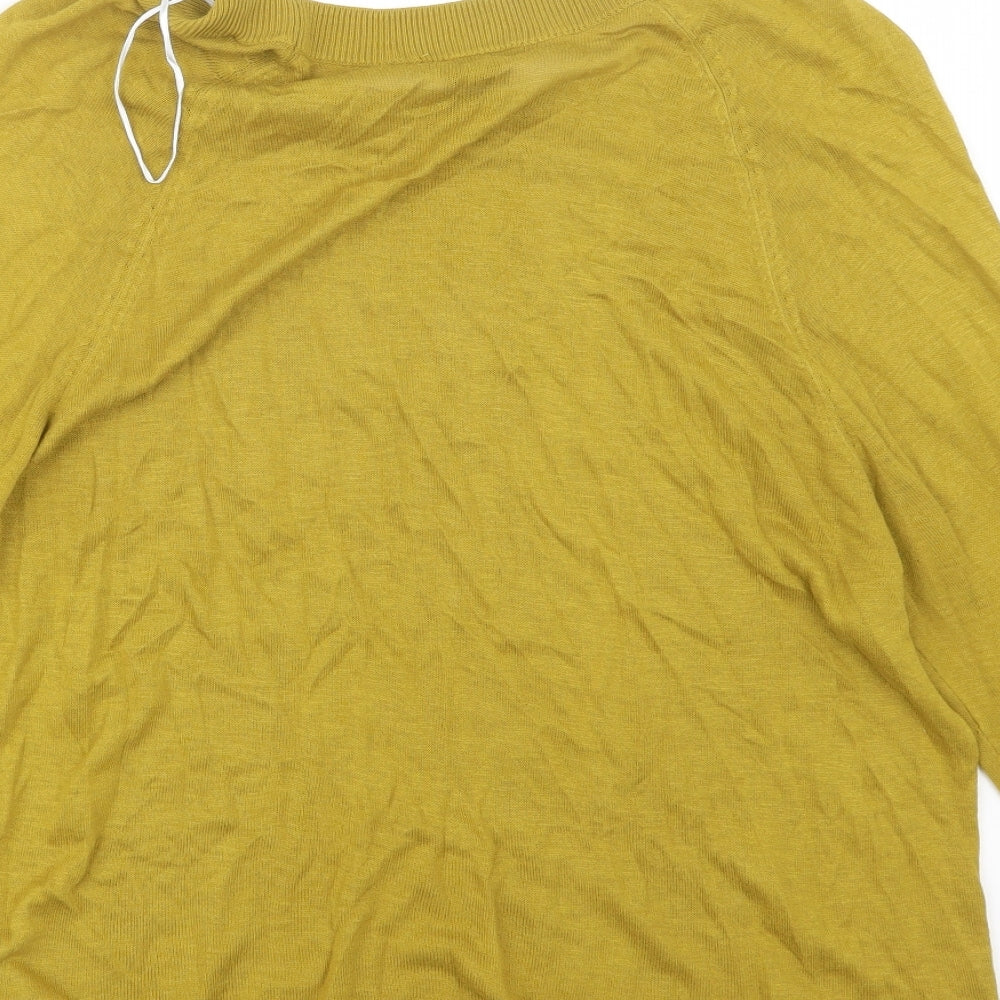 H&M Womens Yellow  Knit Pullover Jumper Size S
