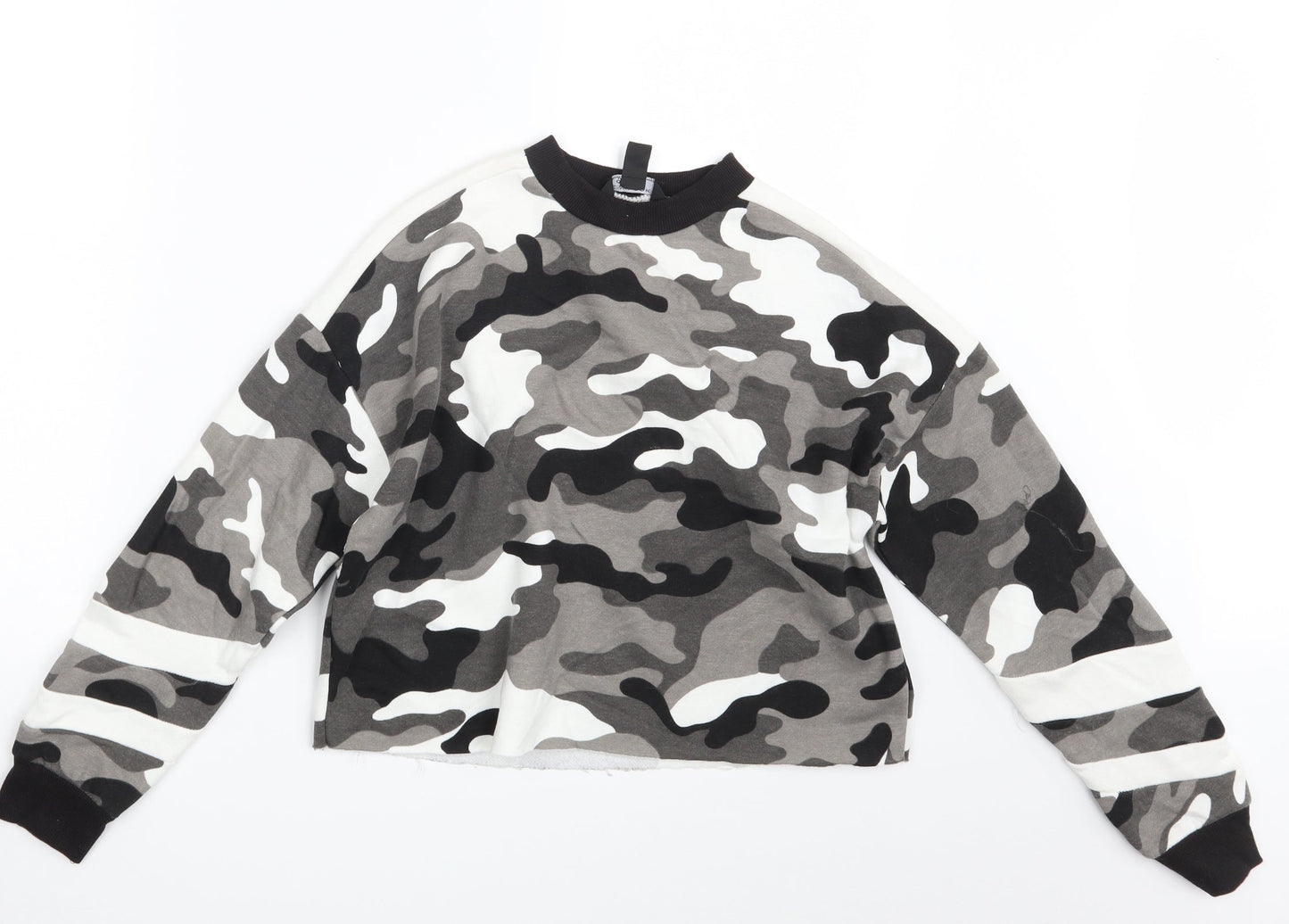 New Look Girls Grey Camouflage  Pullover Sweatshirt Size 12-13 Years  - Croppped