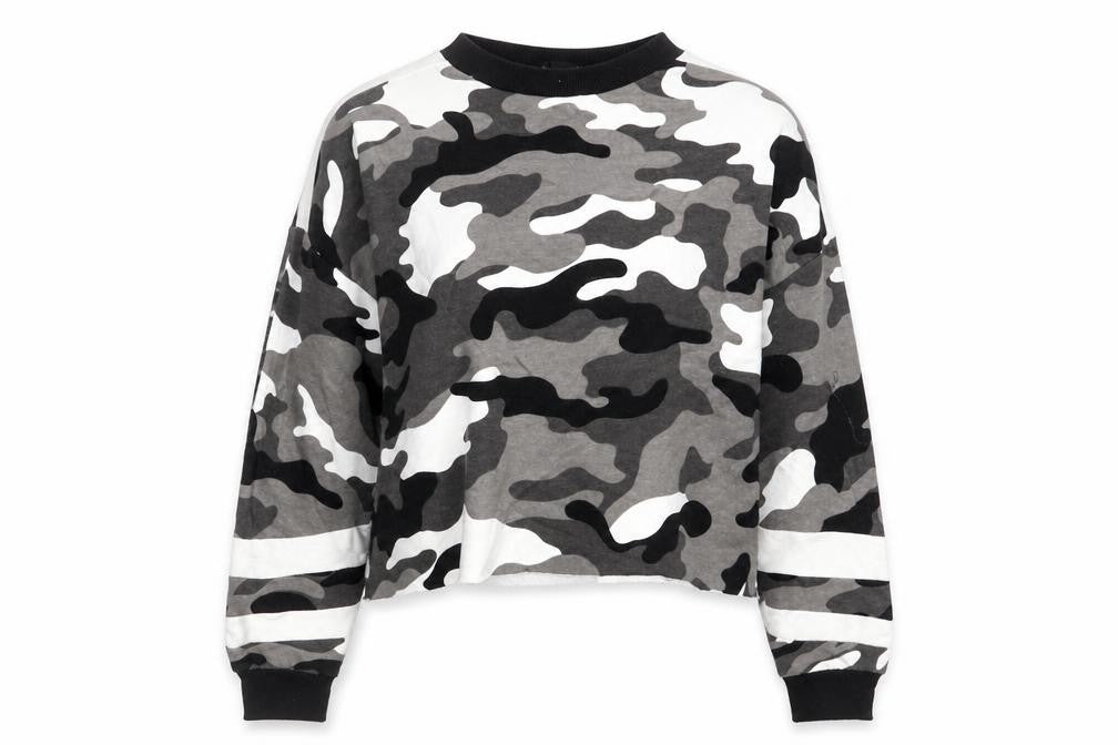 New Look Girls Grey Camouflage  Pullover Sweatshirt Size 12-13 Years  - Croppped