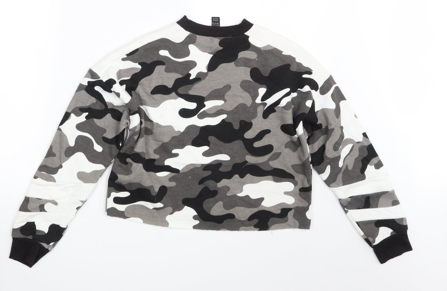 New Look Girls Grey Camouflage  Pullover Sweatshirt Size 12-13 Years  - Croppped