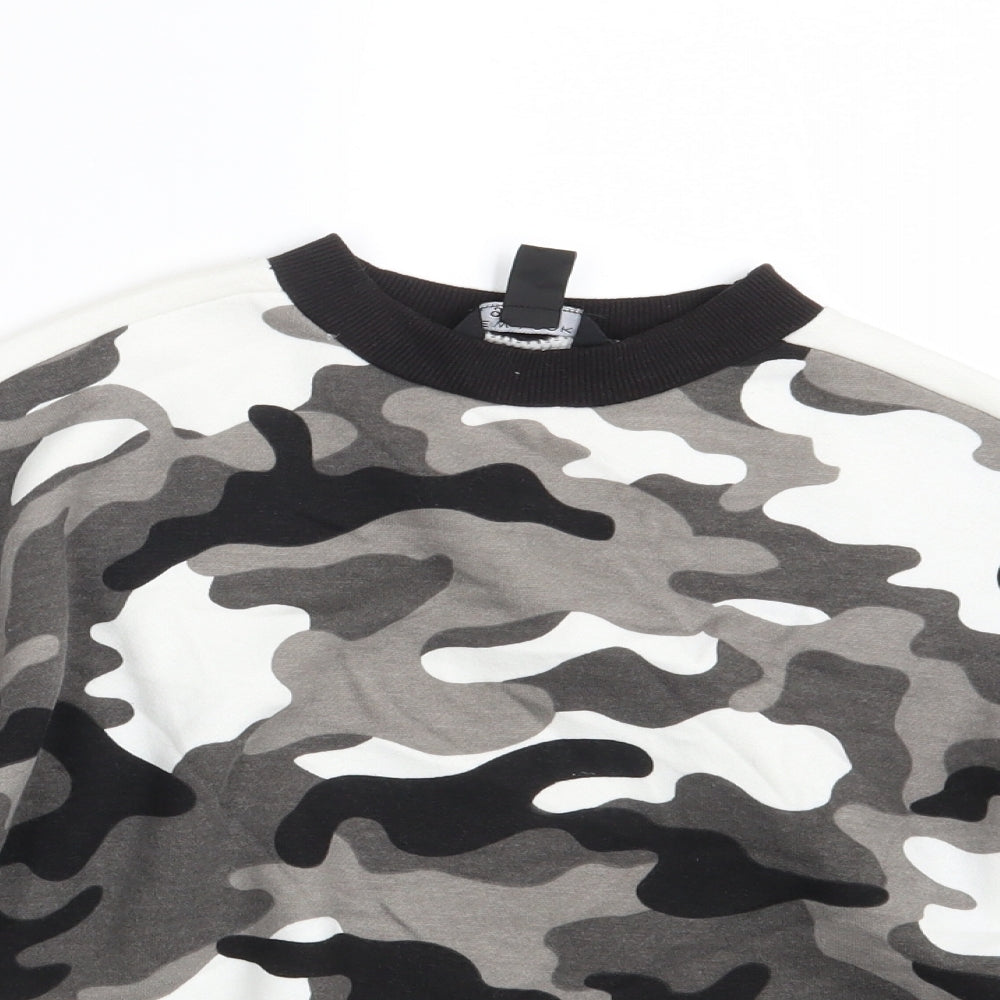New Look Girls Grey Camouflage  Pullover Sweatshirt Size 12-13 Years  - Croppped