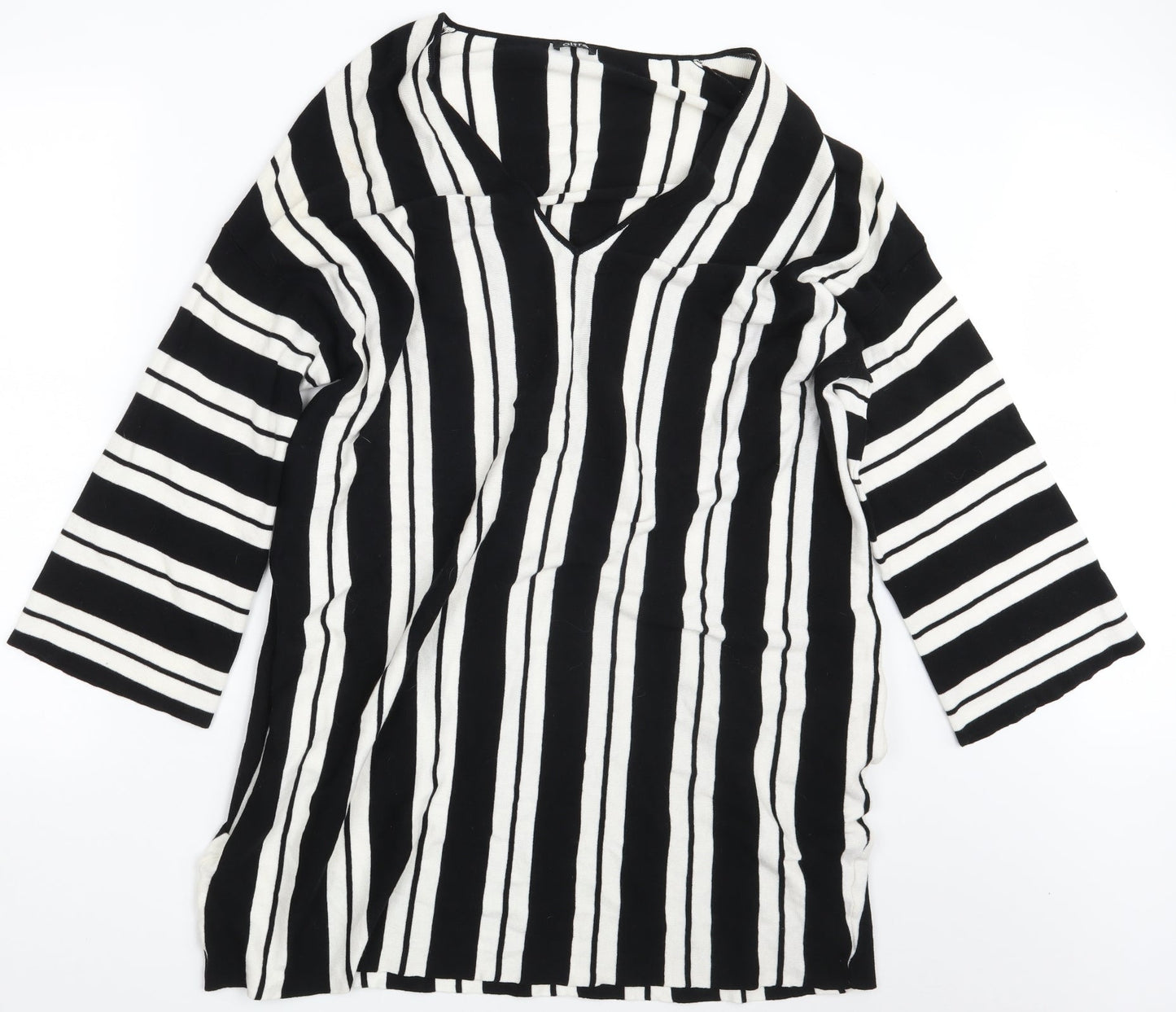 Oltre Womens White Striped  Pullover Sweatshirt Size XL