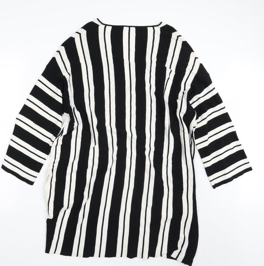 Oltre Womens White Striped  Pullover Sweatshirt Size XL