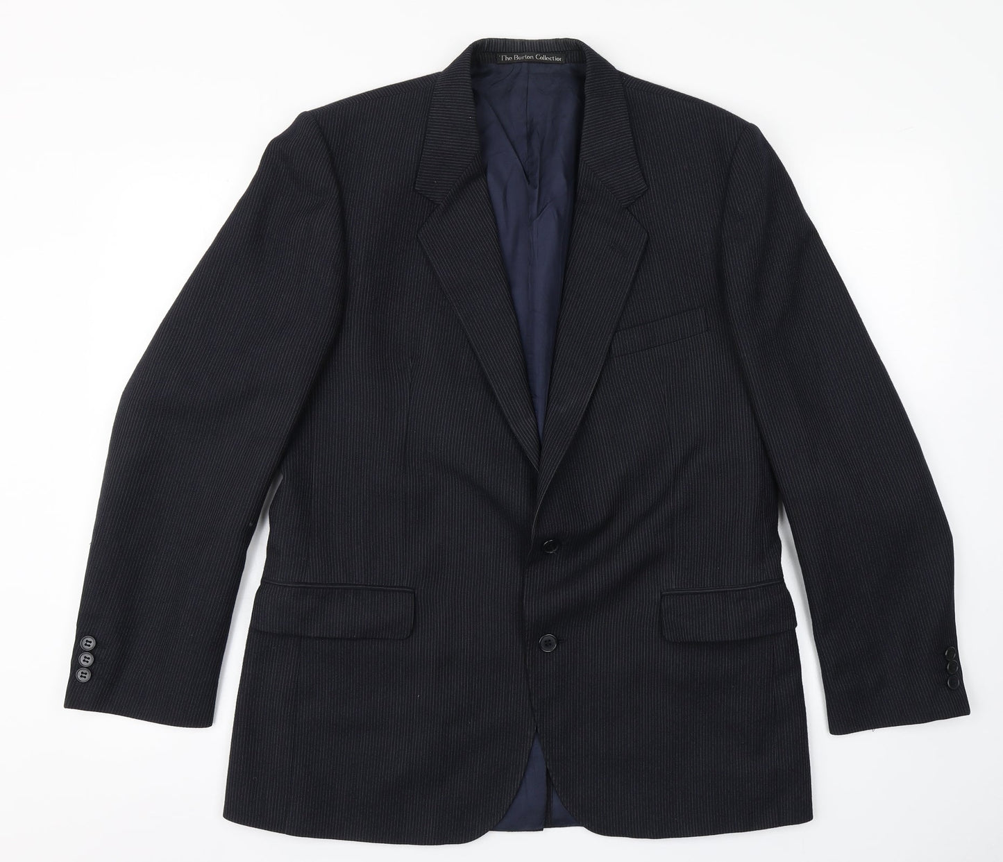 The Burton Collection Mens Blue Striped  Jacket Blazer Size 42