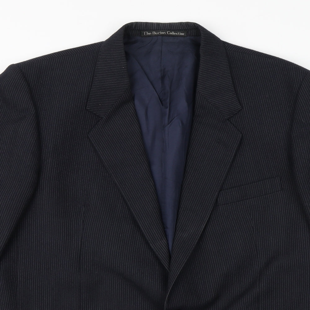 The Burton Collection Mens Blue Striped  Jacket Blazer Size 42