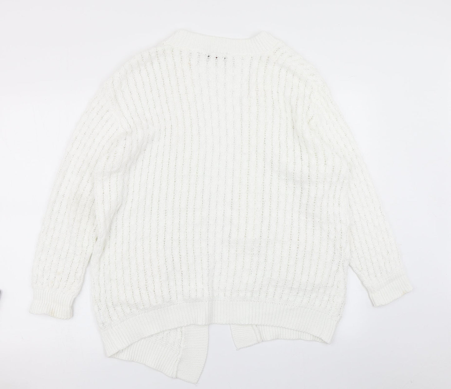 Choice Womens White  Knit Cardigan Jumper Size M
