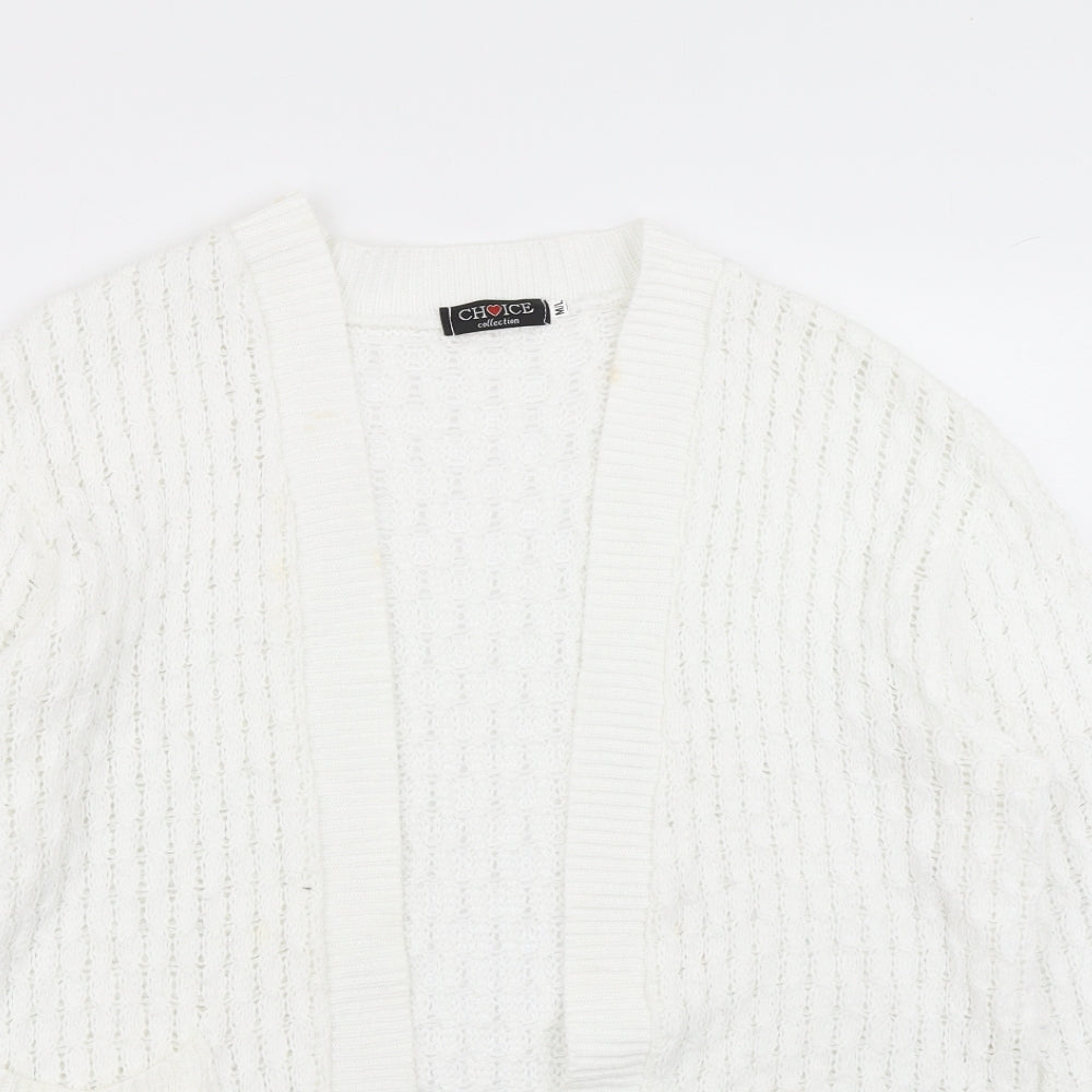 Choice Womens White  Knit Cardigan Jumper Size M
