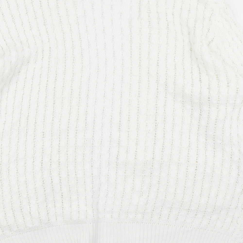 Choice Womens White  Knit Cardigan Jumper Size M