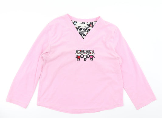 Secret Possesions Womens Pink Solid Fleece Top Pyjama Top Size M