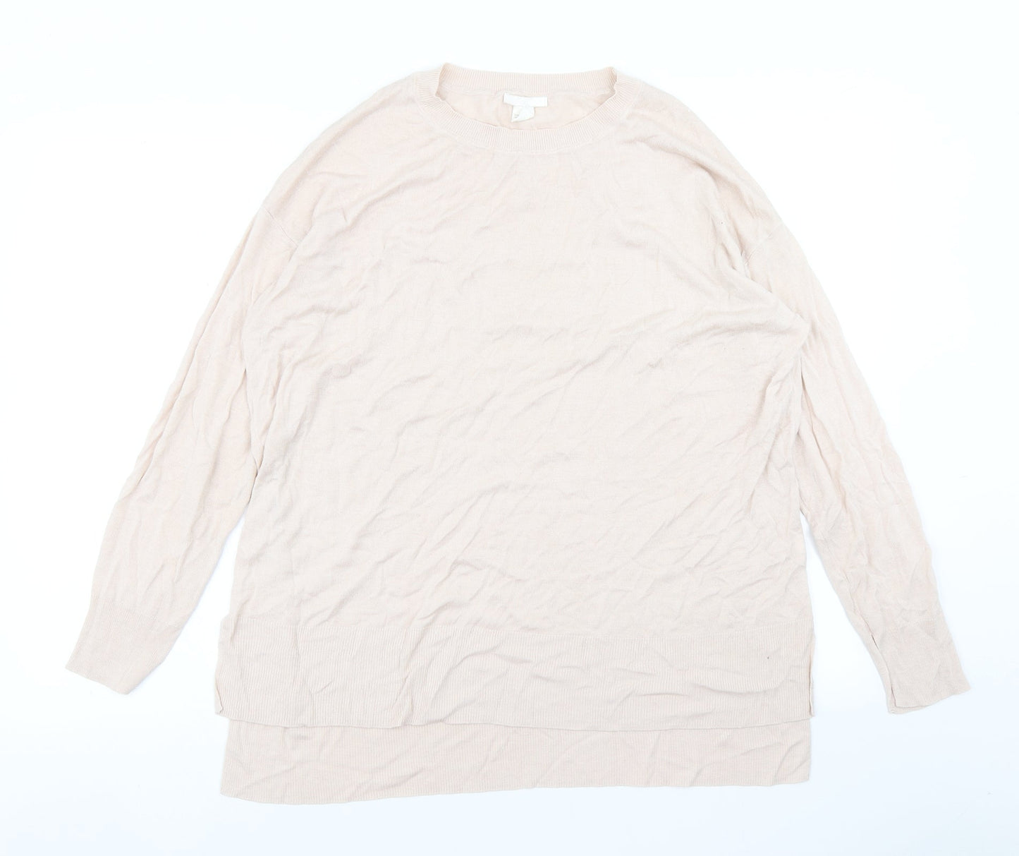 H&M Womens Beige  Knit Pullover Jumper Size L
