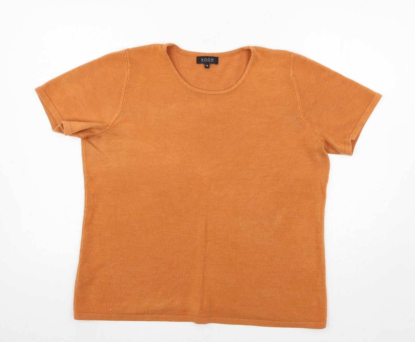 Soon Womens Orange  Knit Pullover Jumper Size 16