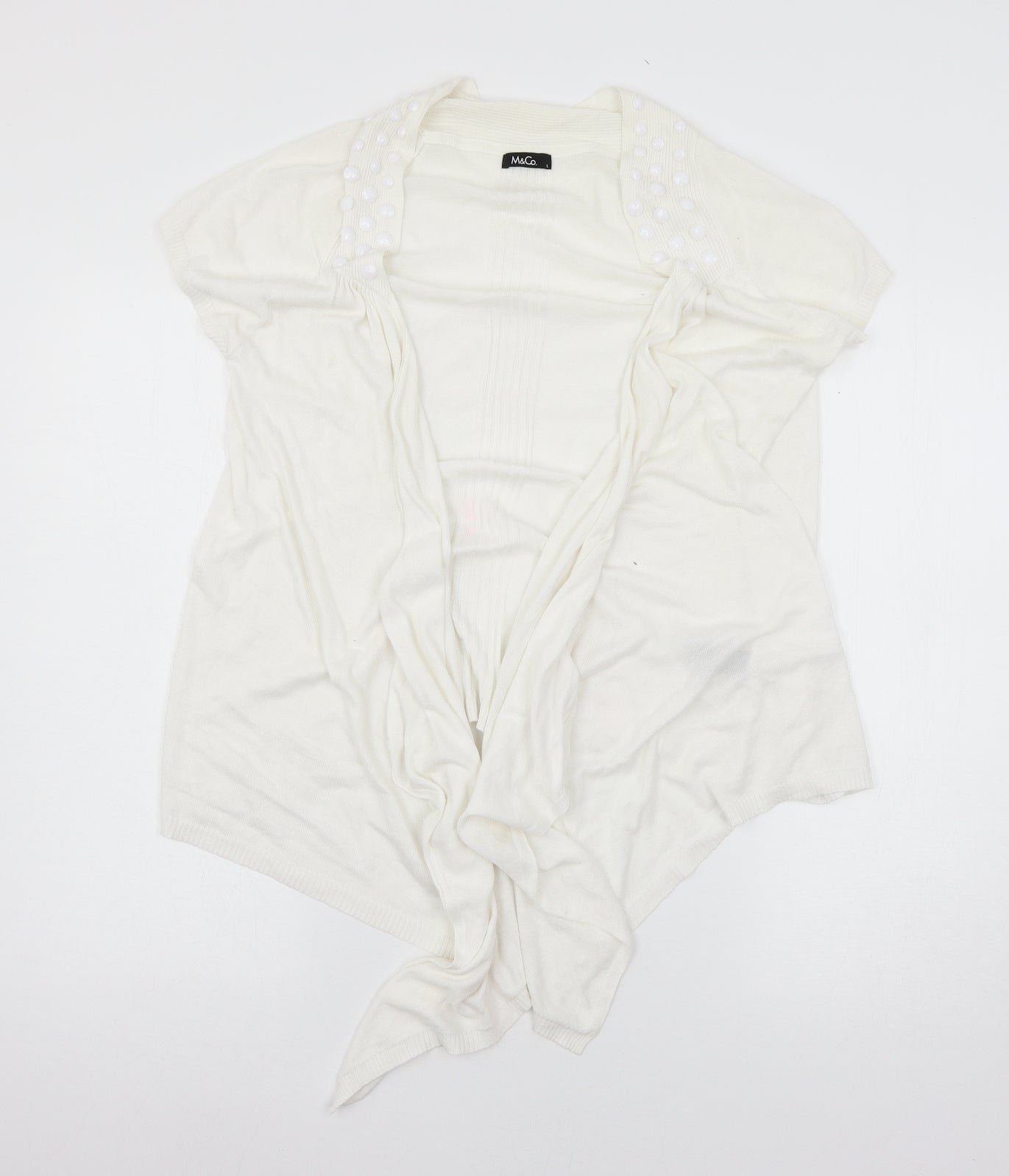 Marks and Spencer Womens White  Knit Cardigan Jumper Size L
