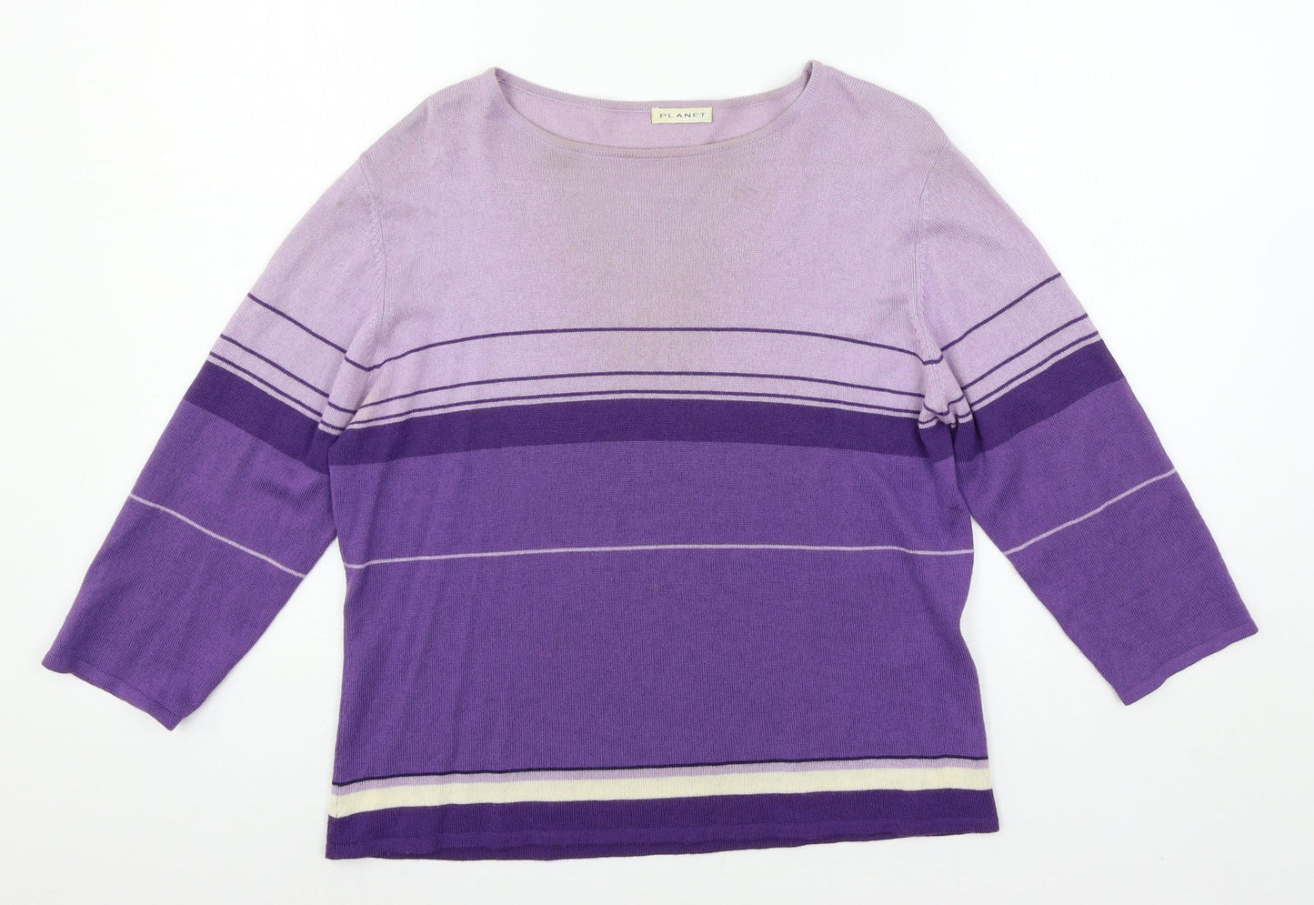 Planet Womens Purple Striped Knit Pullover Jumper Size L