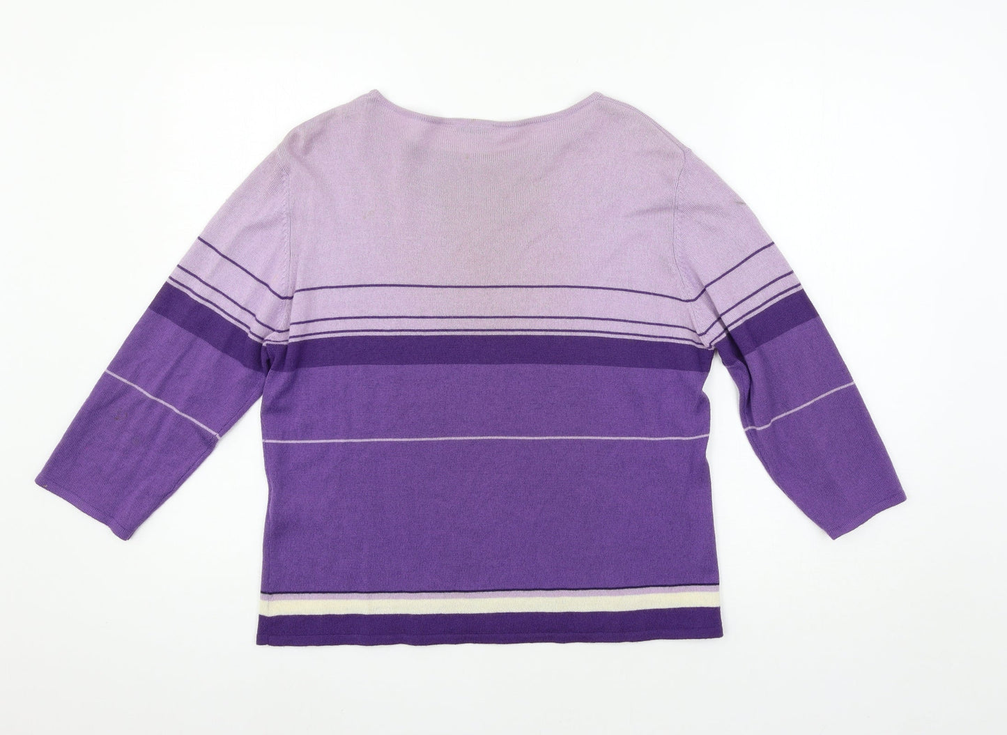 Planet Womens Purple Striped Knit Pullover Jumper Size L