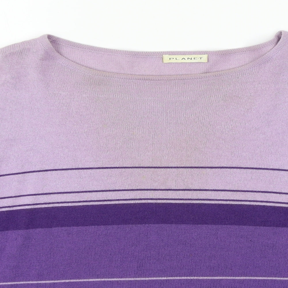 Planet Womens Purple Striped Knit Pullover Jumper Size L