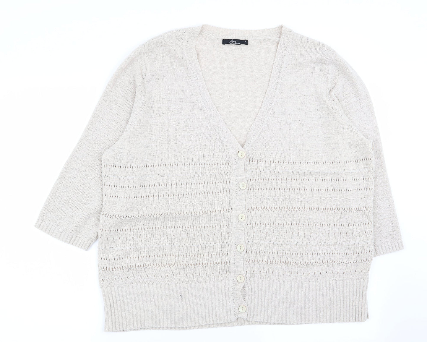 BM Womens Beige   Cardigan Jumper Size L
