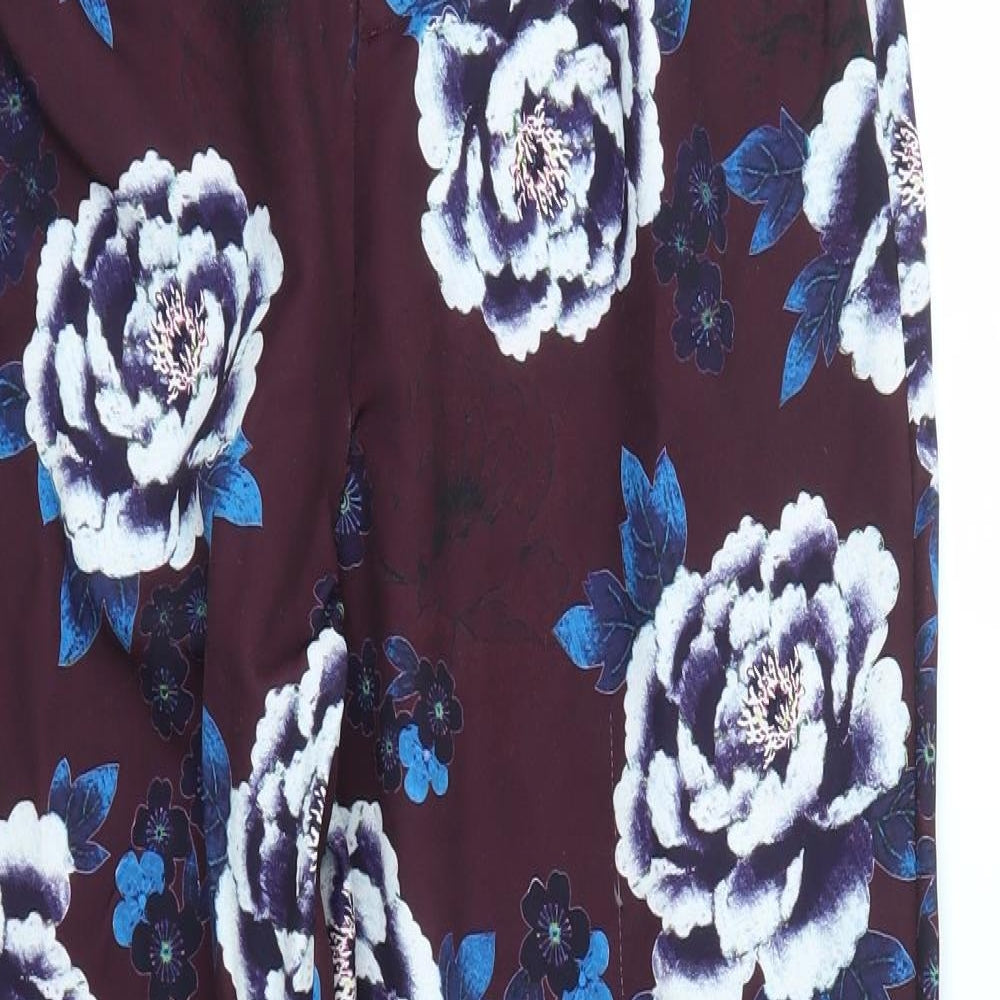 Missguided Womens Purple Floral  Trousers  Size 10 L28 in