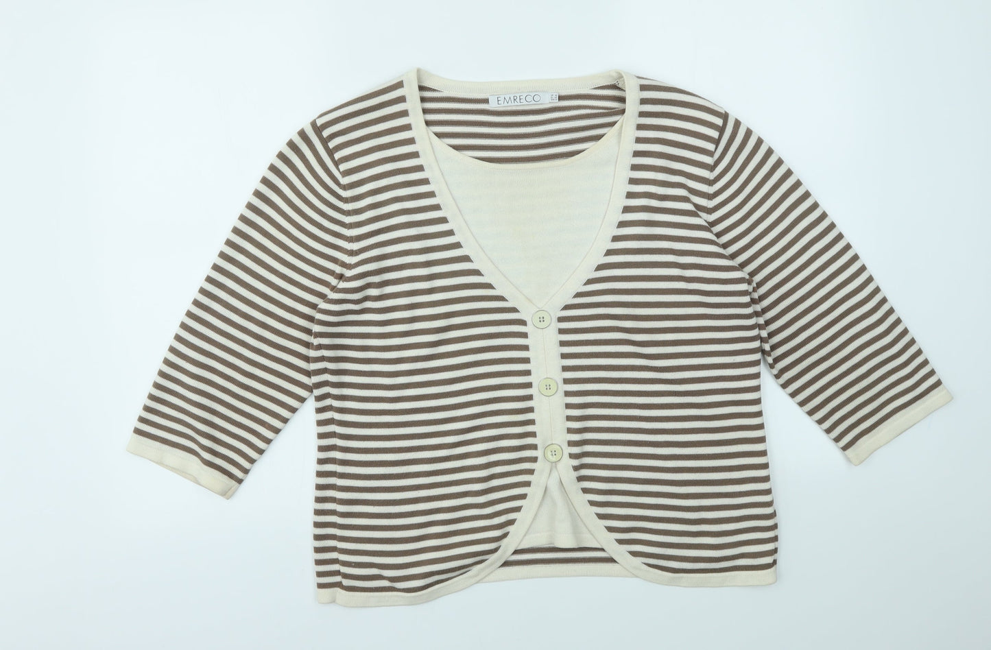 Emreco Womens Brown Striped  Pullover Jumper Size 14