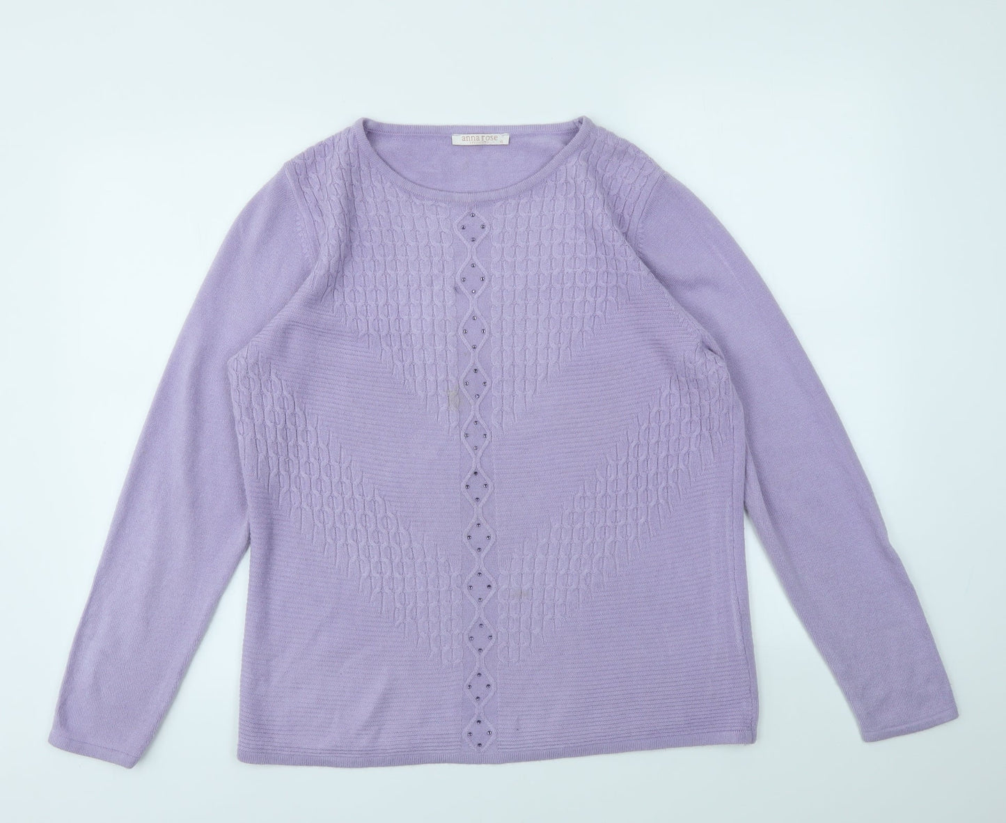 ANNA ROSE Womens Purple Houndstooth  Pullover Jumper Size XL