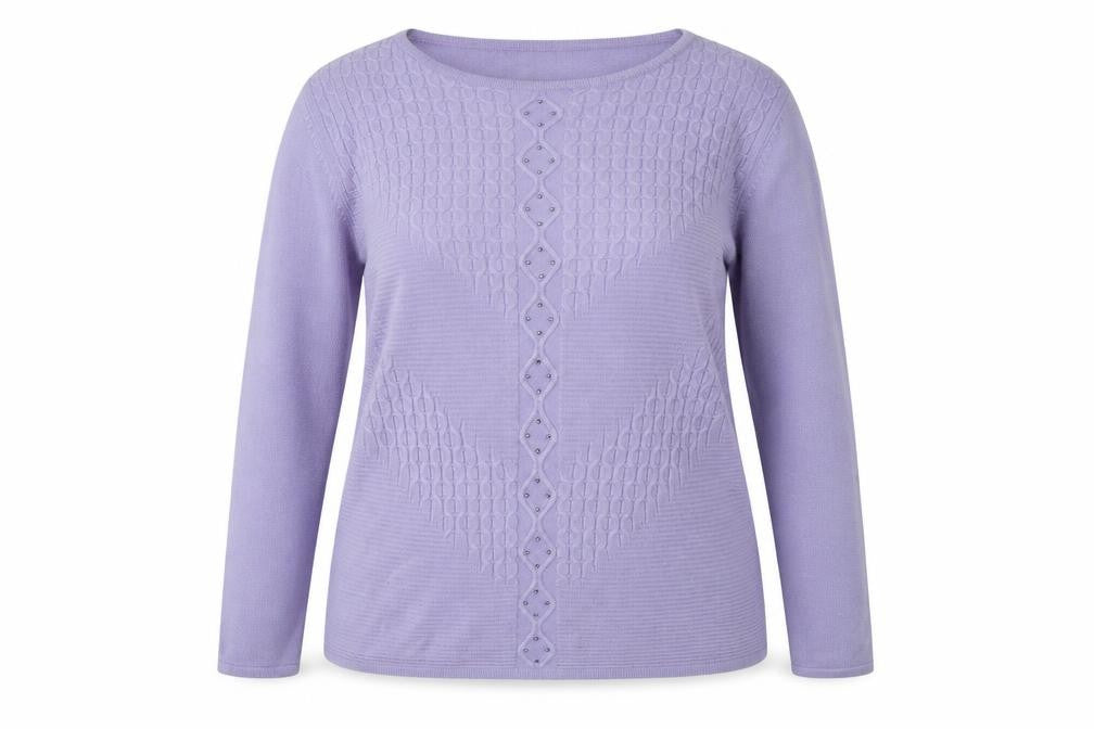 ANNA ROSE Womens Purple Houndstooth  Pullover Jumper Size XL