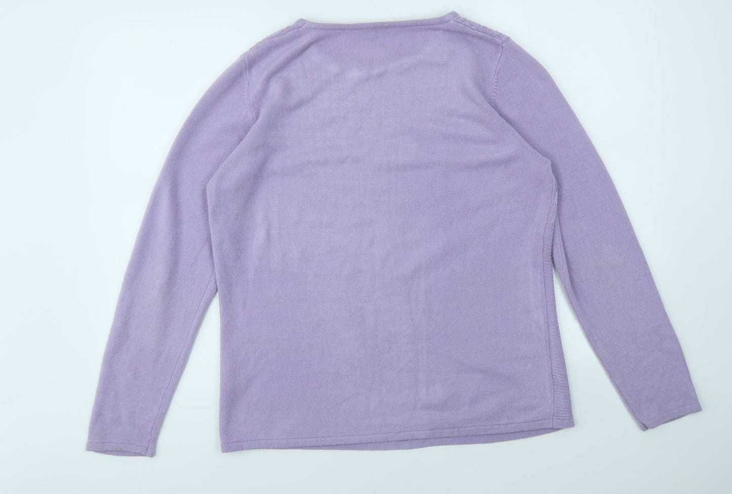 ANNA ROSE Womens Purple Houndstooth  Pullover Jumper Size XL
