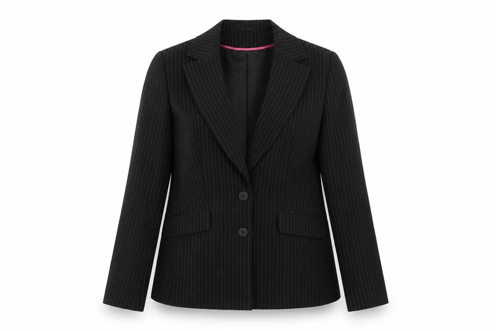 SELEIT Womens Black Striped  Jacket Blazer Size 12
