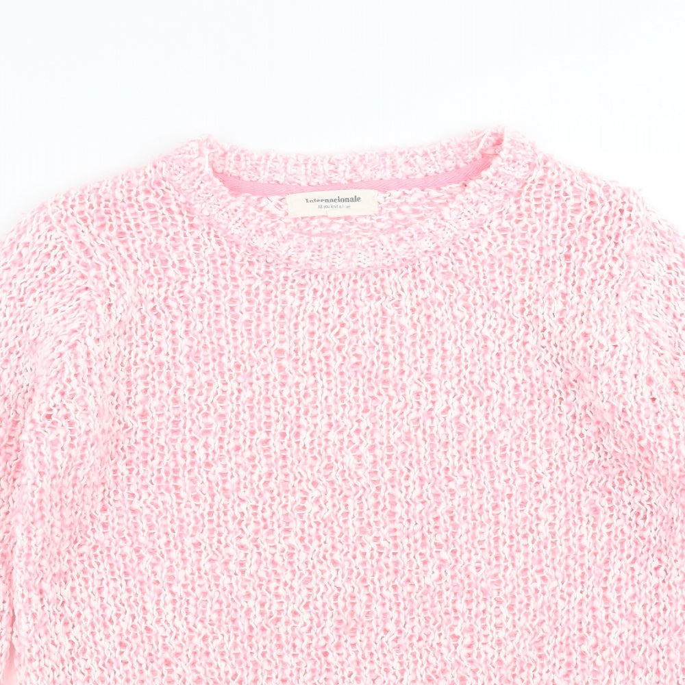 internationale Womens Pink  Knit Pullover Jumper Size 12  - open knit