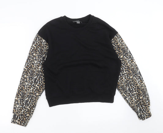 Primark Womens Black Animal Print  Pullover Sweatshirt Size 2XS