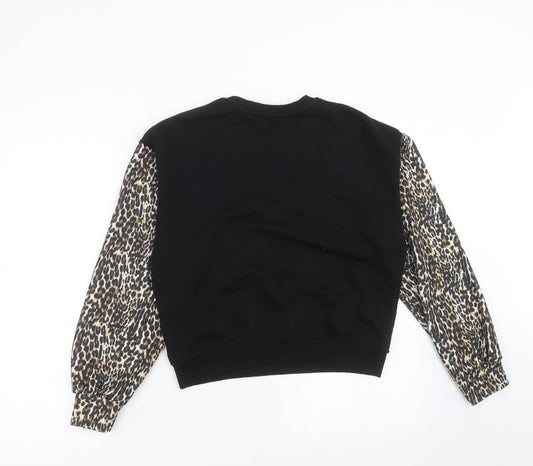 Primark Womens Black Animal Print  Pullover Sweatshirt Size 2XS