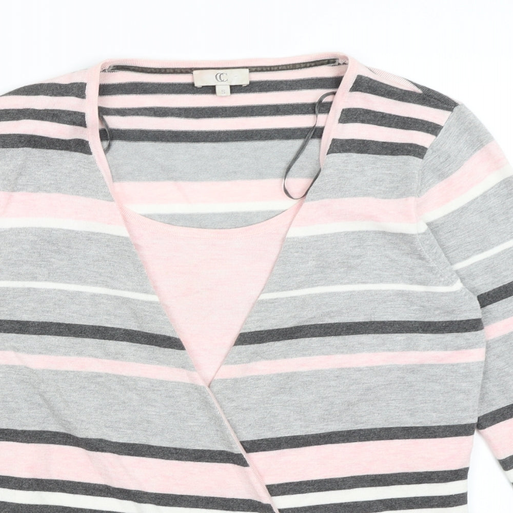 CC Womens Pink Striped  Pullover Jumper Size S
