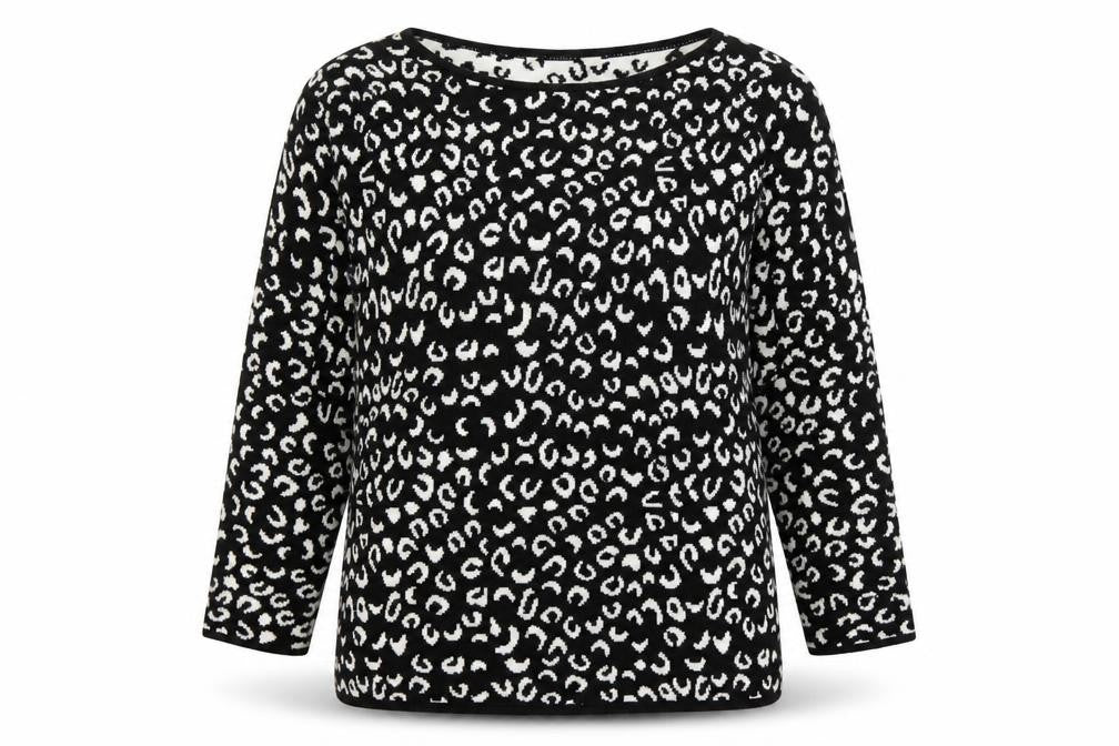 George Womens Black Animal Print  Pullover Jumper Size M